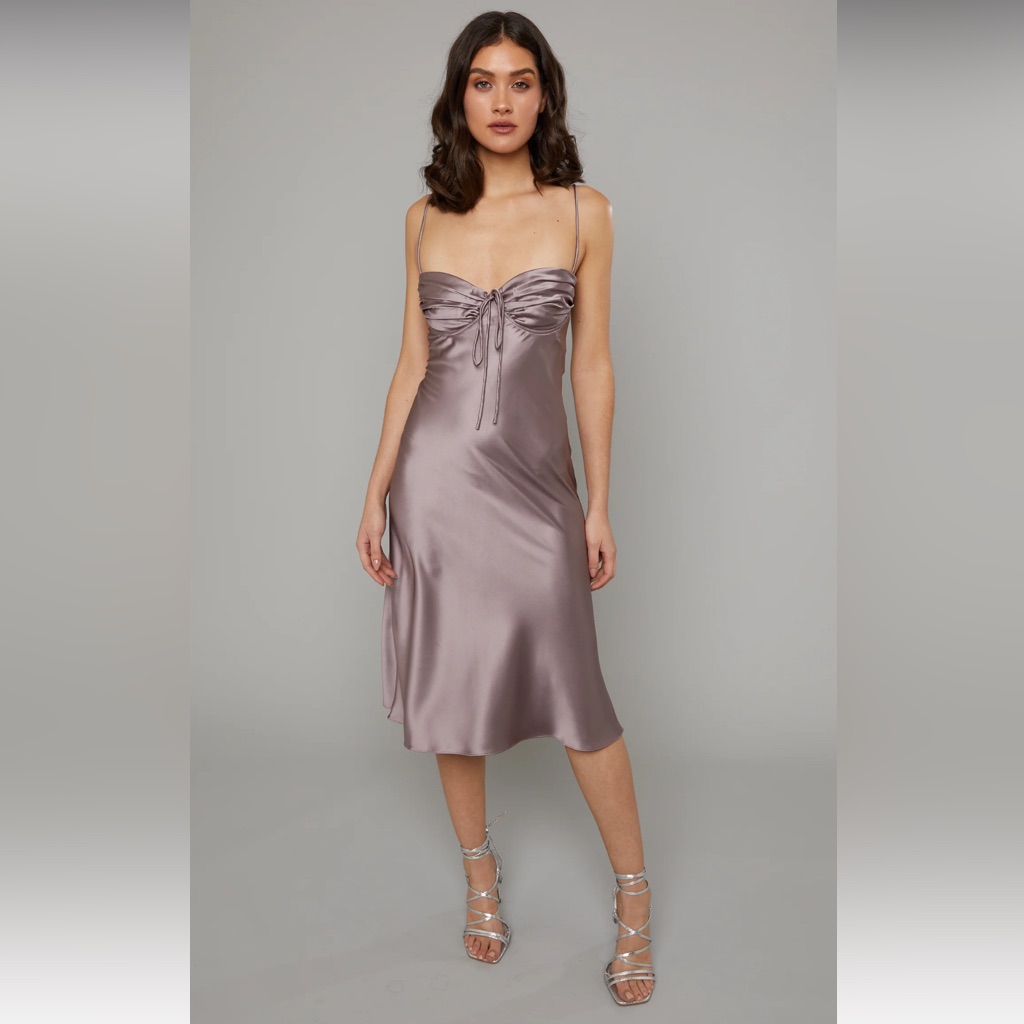 Rare London Mauve Pink Tuck Cup Midi Slip Dress